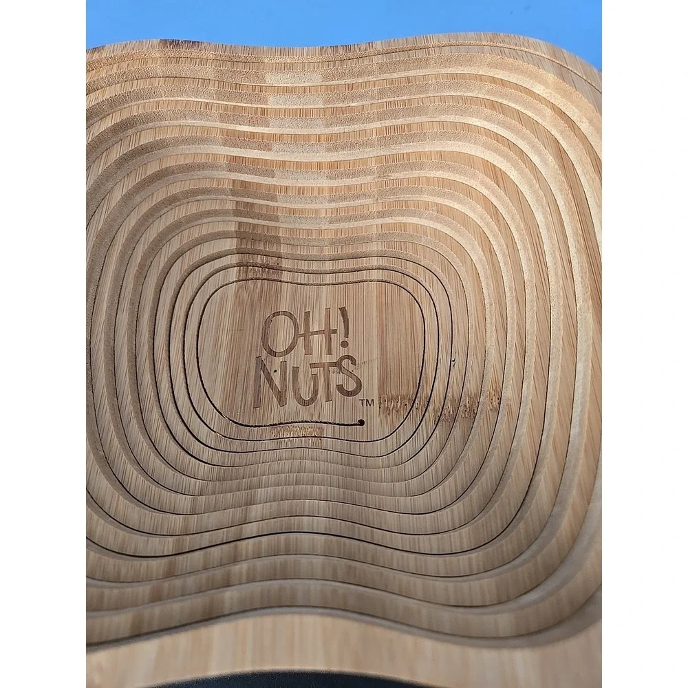 OH NUTS! Apple shaped Wooden coiling collapsing fruit nut basket Trivet‎ Novelty